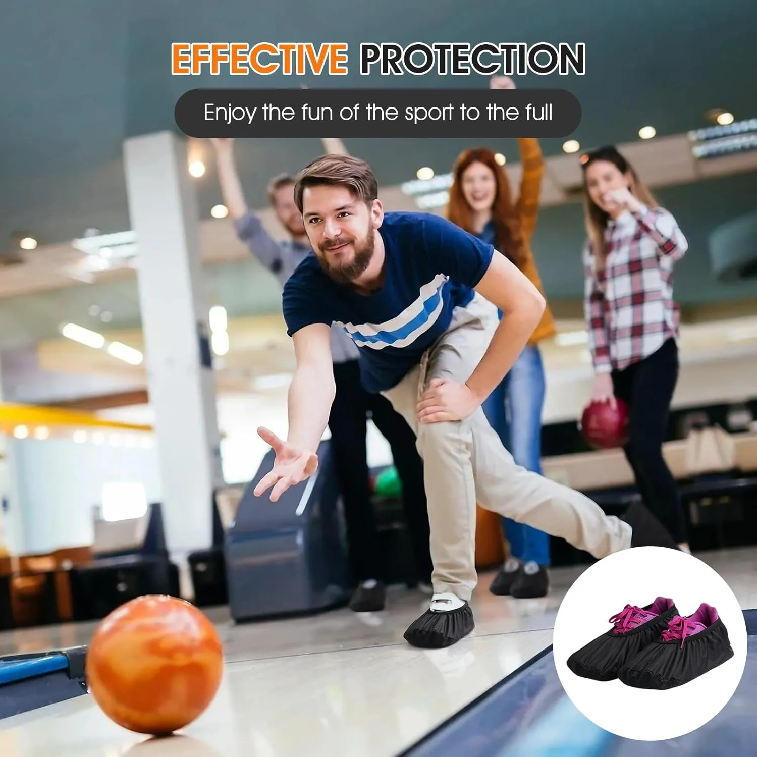 4 Pieces Bowling Shoe Covers Non-Slip Bowling Shoe Covers, Bowling Equipment Men Shoe Covers Women Shoe Protector Covers,Shoe Accessories for Bowling Shoe Game Sports Supplies