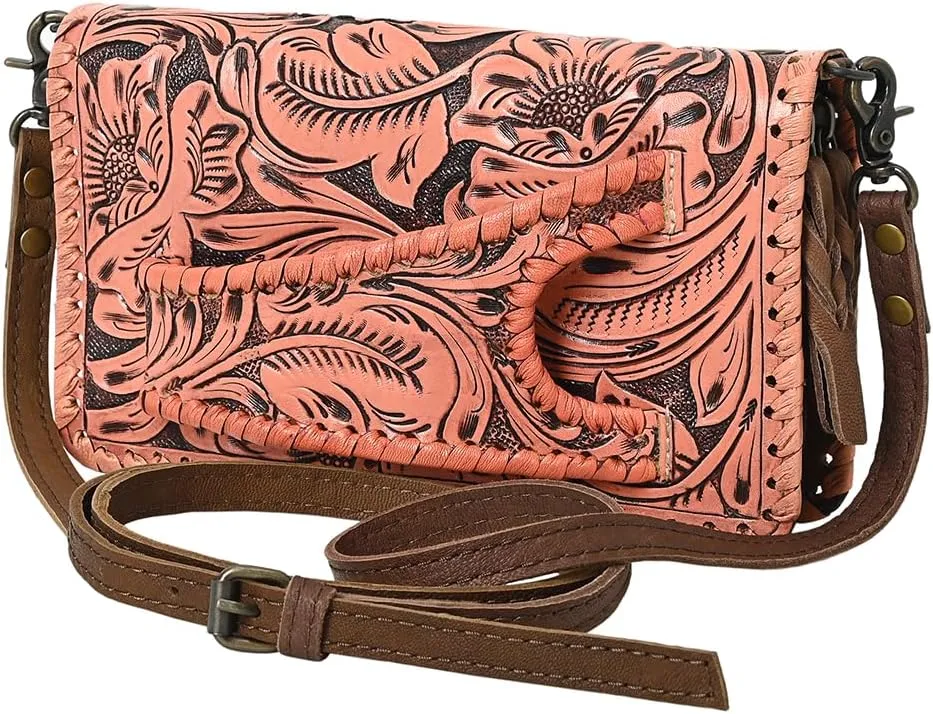 American Darling Clutch Hand Tooled Genuine Leather Women Bag Western Handbag Purse