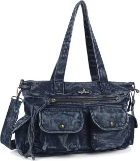 Angel Kiss Handbags for Women Soft Vegan Leather Purses Multiple Pockets Shoulder Bags Ladies Roomy Zippers Tote Bag