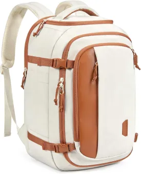 BAGSMART Travel Backpack Carry on Flight Approved, 30L Lightweight Backpack Fits 17.3 Inch Laptop for Men Women, Water Resistant Personal Item Travel Bag with USB Charging Port, Beige