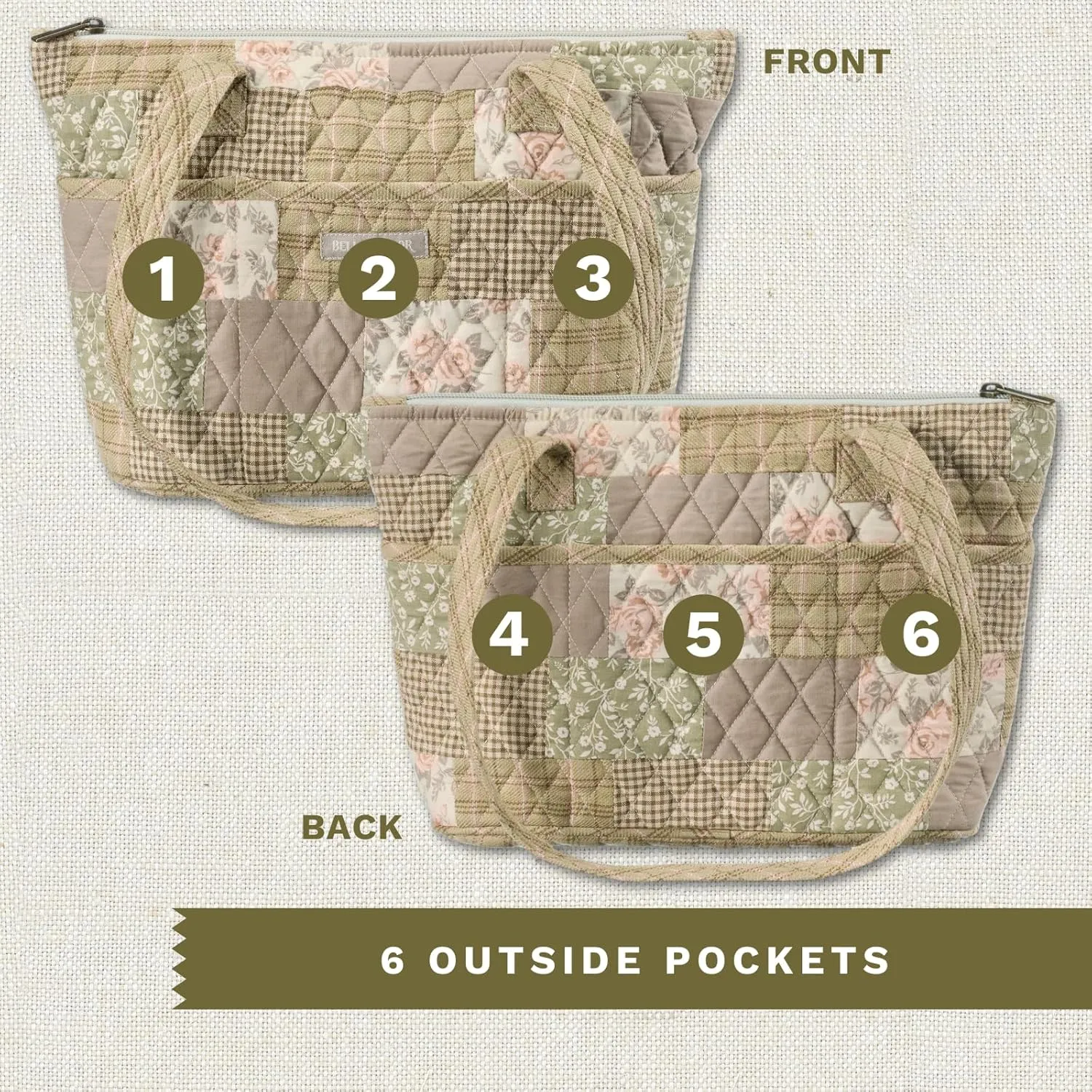 Bella Taylor Small Tote | Lightweight Quilted Fabric Purses for Women