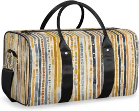Boho Striped Travel Duffle Bag, Sports Gym Bags for Women Men, Carry On Weekender Overnight Bag, Stripe Geometric Workout Hospital Airplane Trips Bag