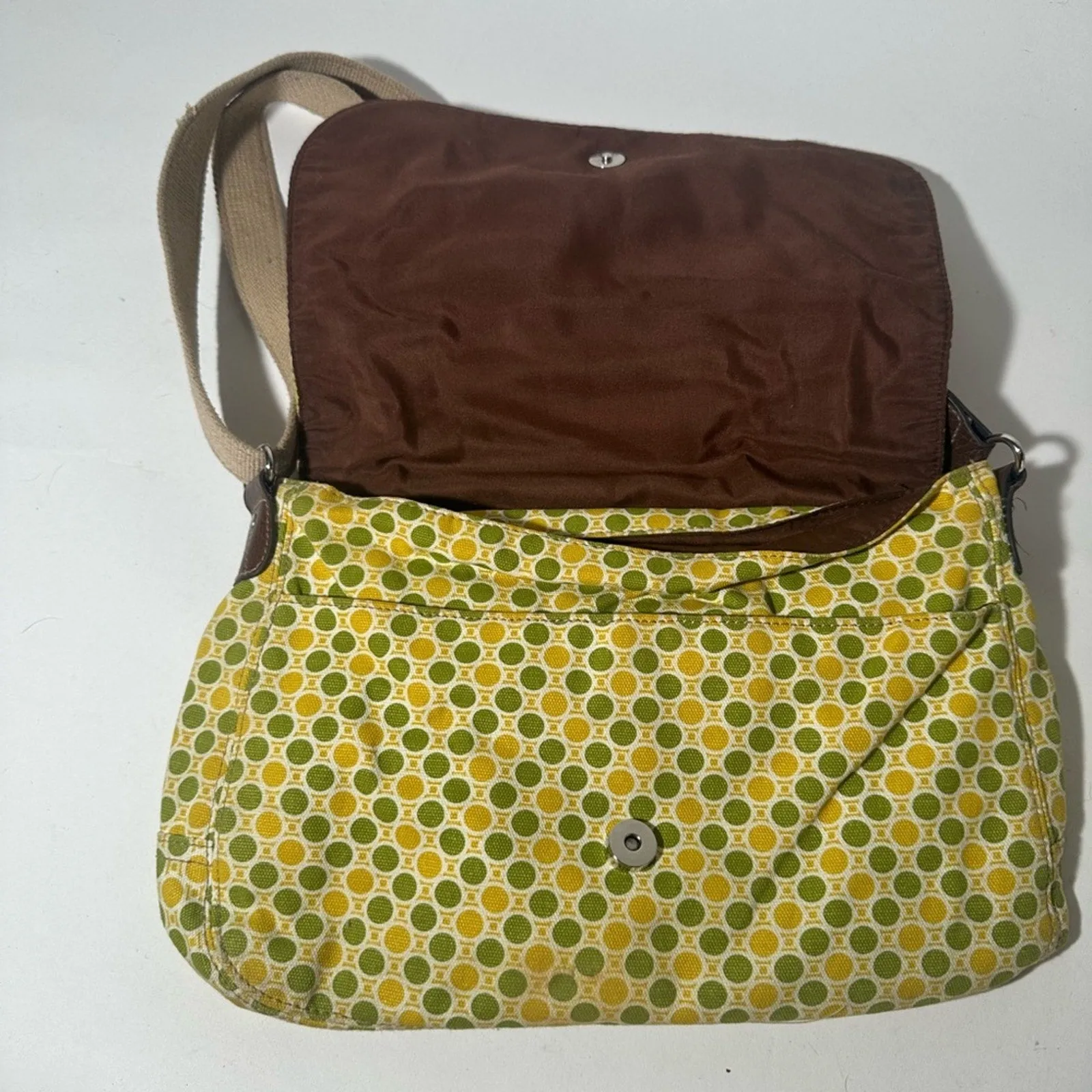 Colorful Yellow and Green Shoulder Bag with Patchwork Design