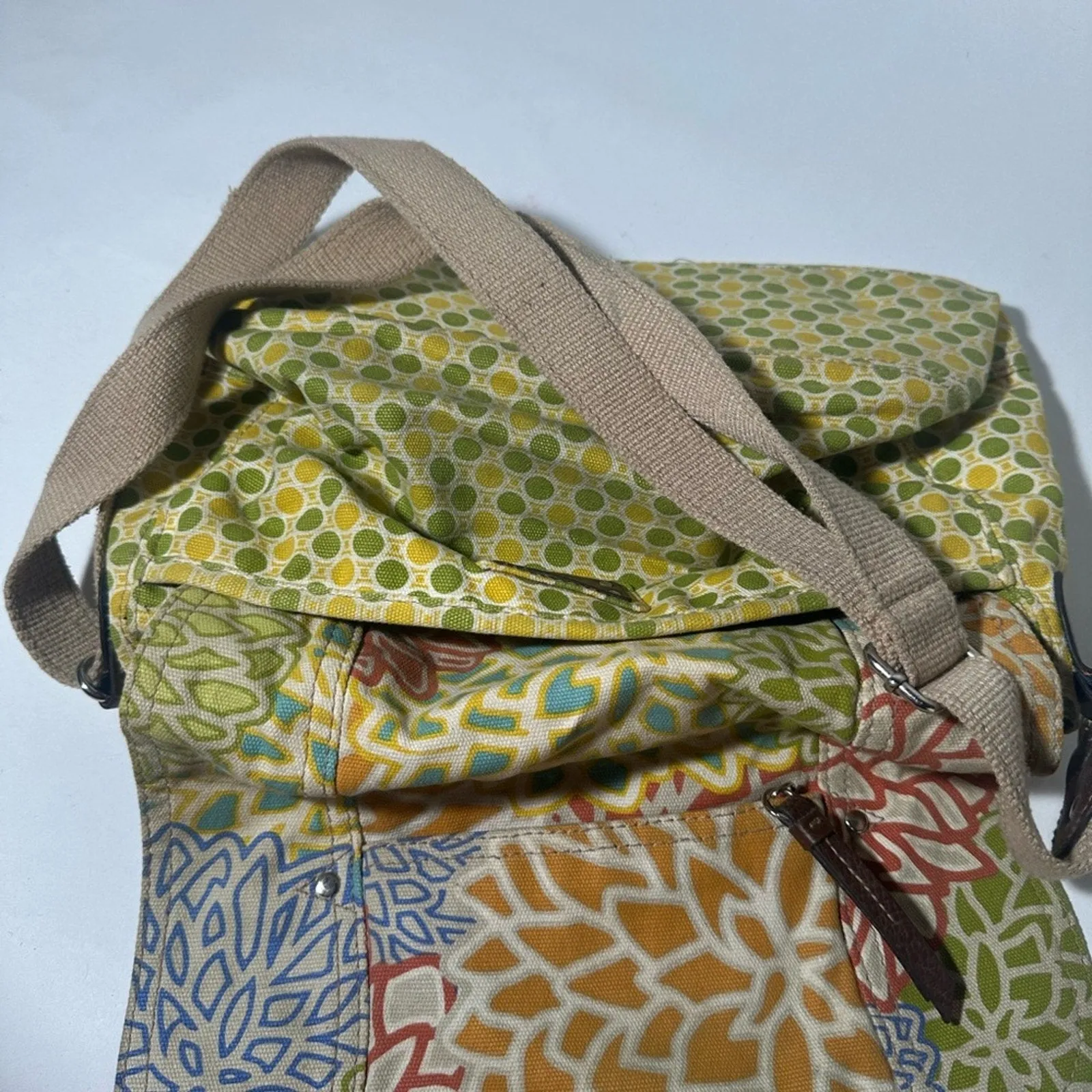 Colorful Yellow and Green Shoulder Bag with Patchwork Design