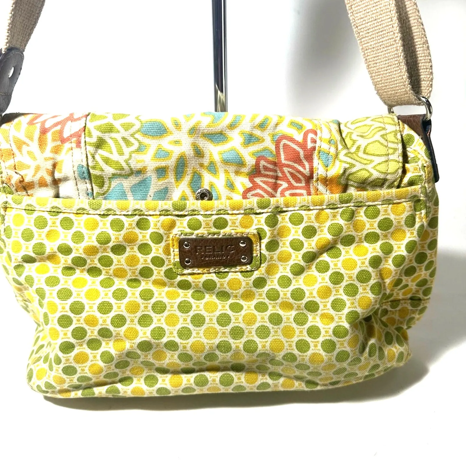Colorful Yellow and Green Shoulder Bag with Patchwork Design