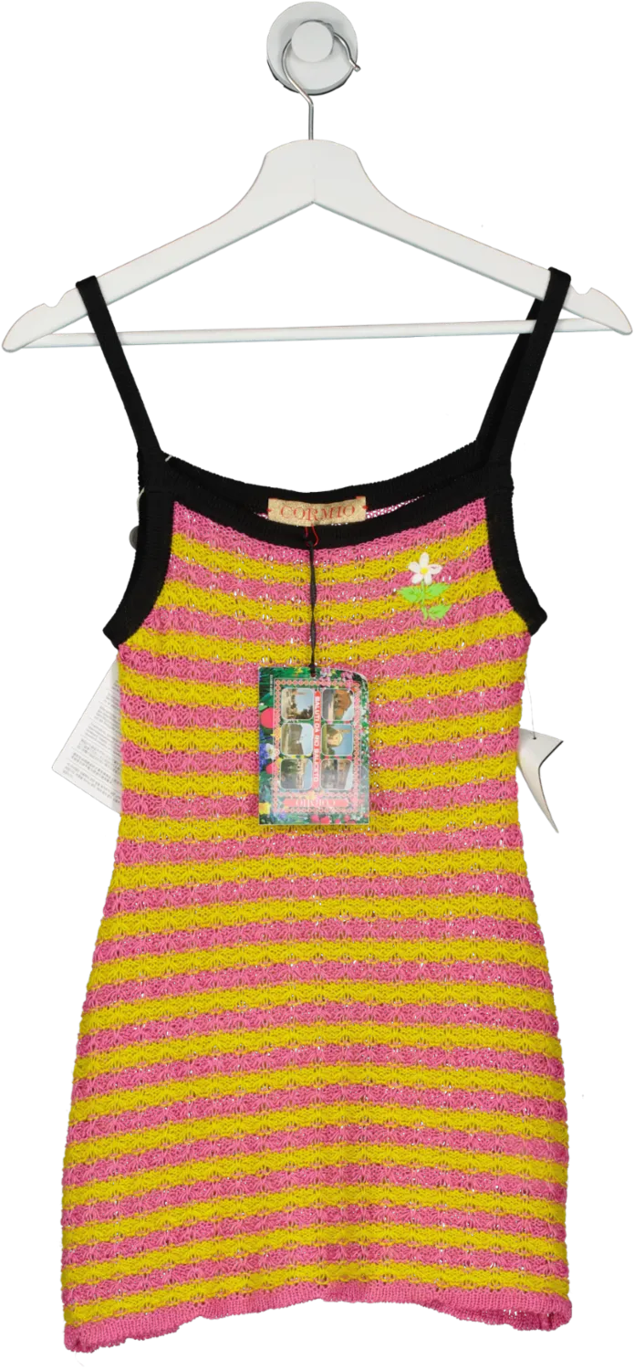 cormio Multicoloured Vanessa Embroidered Linen-blend Mini Dress Pink And Yellow UK XS