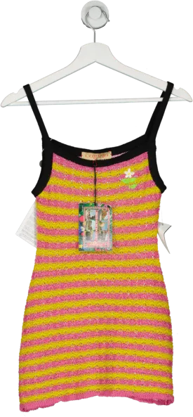 cormio Multicoloured Vanessa Embroidered Linen-blend Mini Dress Pink And Yellow UK XS