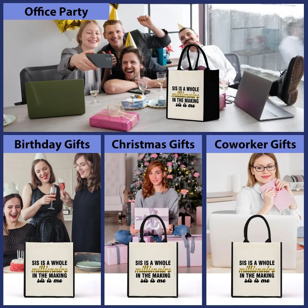 Decohim Boss Lady Gifts for Women, Supervisor & Leadership Gifts, Waterproof Canvas Tote Bag for Boss Day & Christmas