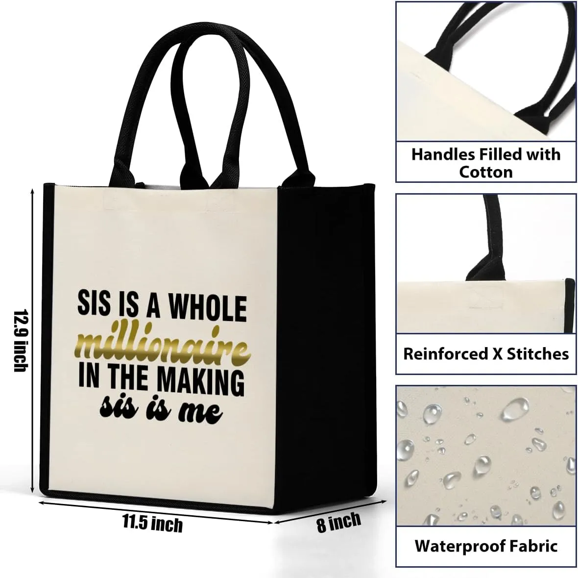 Decohim Boss Lady Gifts for Women, Supervisor & Leadership Gifts, Waterproof Canvas Tote Bag for Boss Day & Christmas