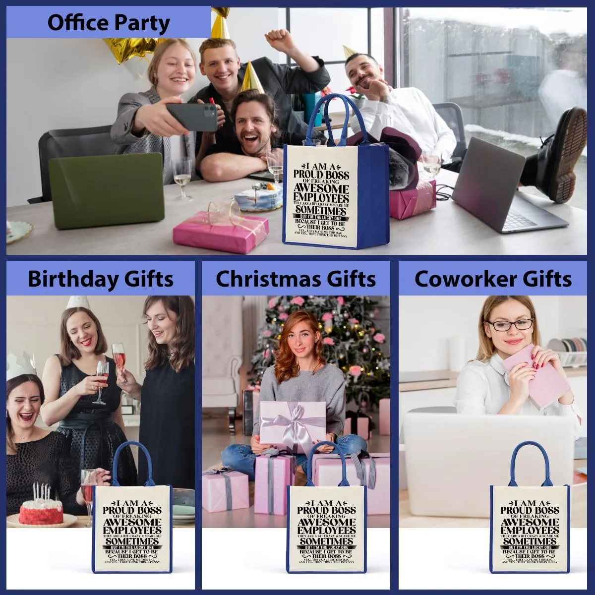 Decohim Boss Lady Gifts: Waterproof Canvas Tote Bag for Birthday or Boss Day