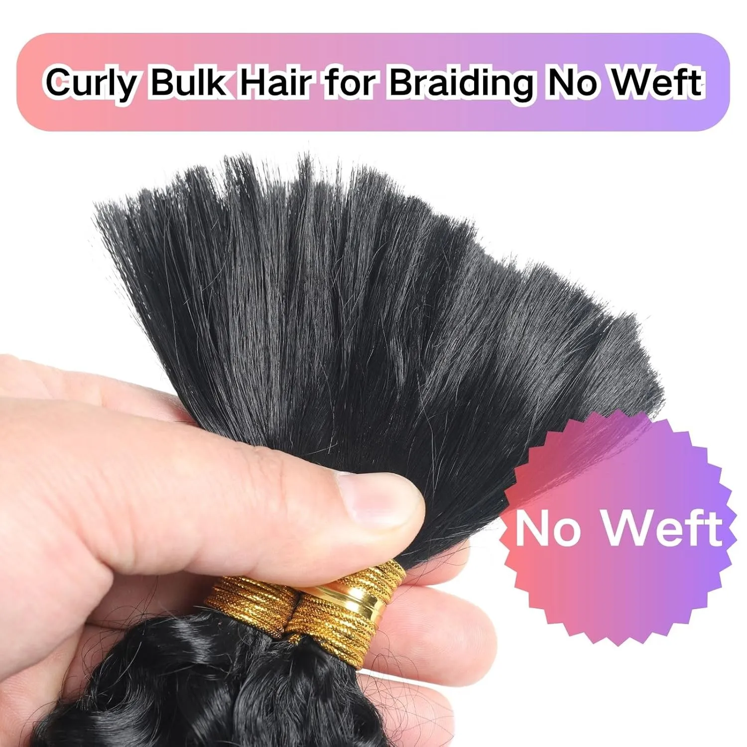 Deep Wave Bulk Hair For Braiding Hair 16inch Wet And Wavy No Weft Quality Synthetic Hair Braiding Extensions For Boho Braids Natural Color 2 Bundles/Pack (Total 150g