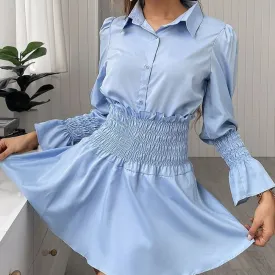 Emily Lapel Satin Dress