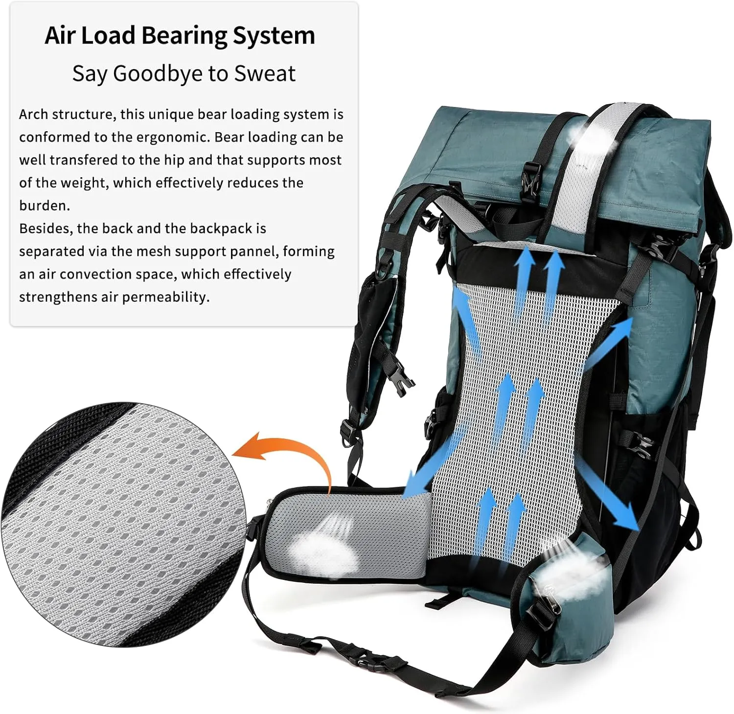 Hiking Backpack,40L to 50L Extra Large Capacity Hiking Bag,Internal Frame Camping Backpack, Upgraded X-PAC Lightweight Sport Daypack Travel Backpack Fit For Mountain Climbing Camping(Grey Green)