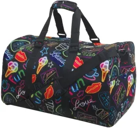 iscream 'Neon Nights' Neoprene 20" x 11.5" x 11" Duffle Bag for Sport and Travel with Adjustable Strap