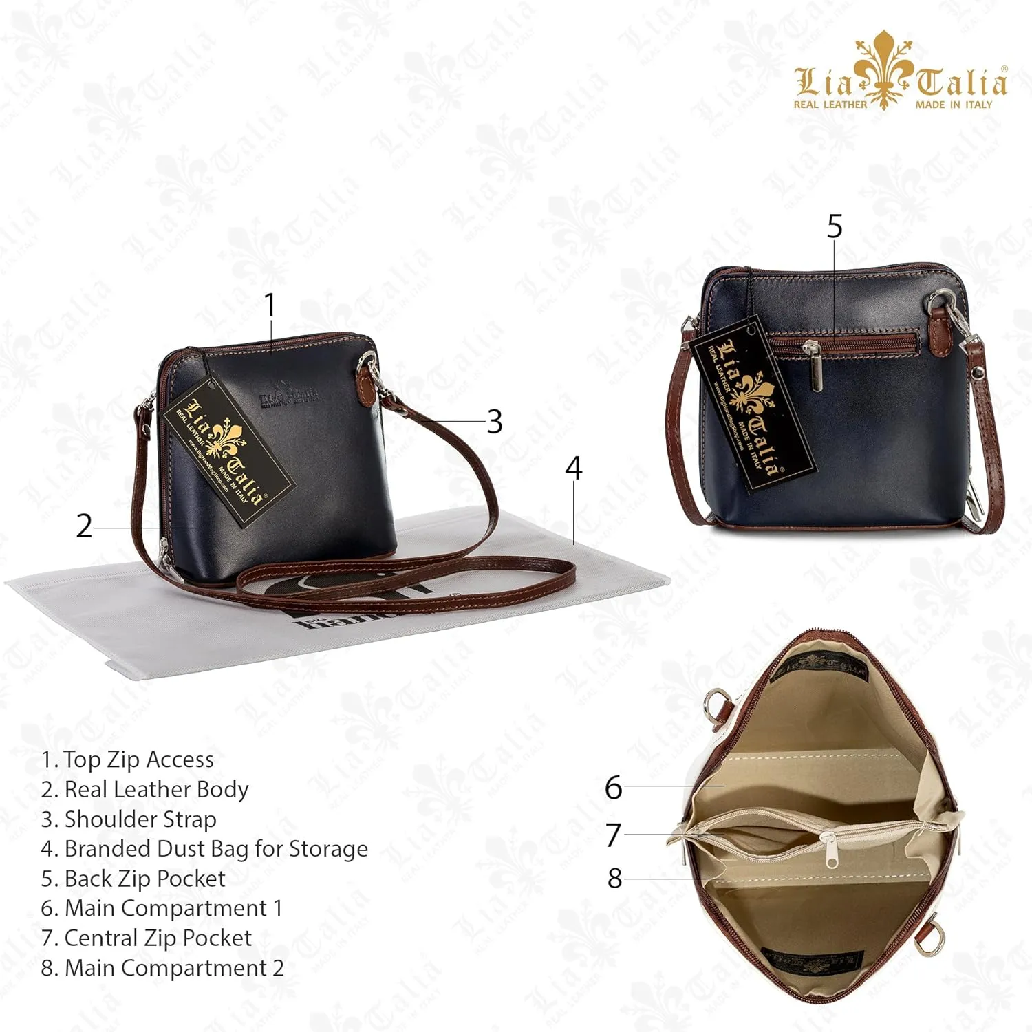 LiaTalia Genuine Italian Leather Small Crossbody Bag for Women  Handmade Mini Shoulder Purse from Florence Tuscany  Abby