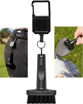 Mini Golf Brush with Retractable Belt Clip - Carabiner Extends to 20-inches - Clips onto Belt Loop During Practice - Works on All Golf Bags - for Irons & Wedges - Golf Club Brush