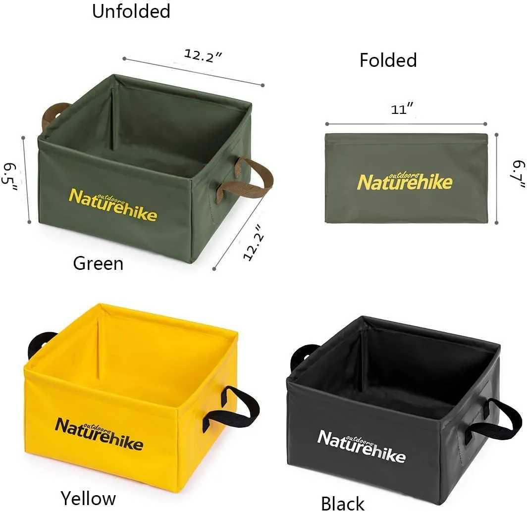 Naturehike Multifunctional Collapsible Water Basin, Folding Tub, Portable Bin, Lightweight Foldable Sink with Handles for Camping, Dish Washing, Laundry, Fishing, Hiking, Outdoors