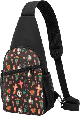 Pattern Of Halloween Day Of The Dead Sugar Skull Adjustable Fanny Pack Waist Bag For Travel Sports
