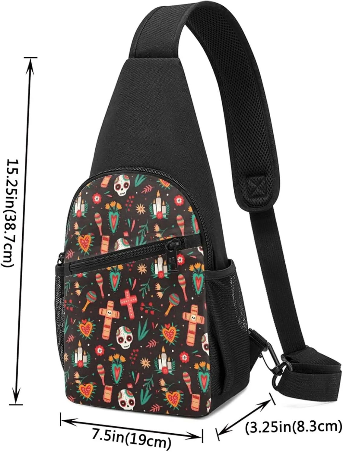 Pattern Of Halloween Day Of The Dead Sugar Skull Adjustable Fanny Pack Waist Bag For Travel Sports