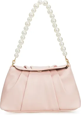 PU Clutch Handbag for Women Evening Bag Formal Dressy Purse with Pearl Strap