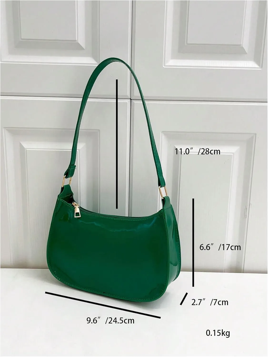 QWINEE Women's PU Leather Zipper Shoulder Bag Casual Clutch Purse Mini Hobo Handbag