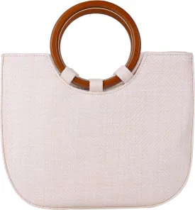 QZUnique Hand-woven Straw Bag Women Summer Beach Handbag Purse Retro Rattan Tote Clutch Travel Bag with Wood Round Top Handle