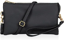 RIAH FASHION Convertible Vegan Leather Wallet Purse Clutch - Small Handbag Phone/Card Slots & Detachable Wristlet/Crossbody