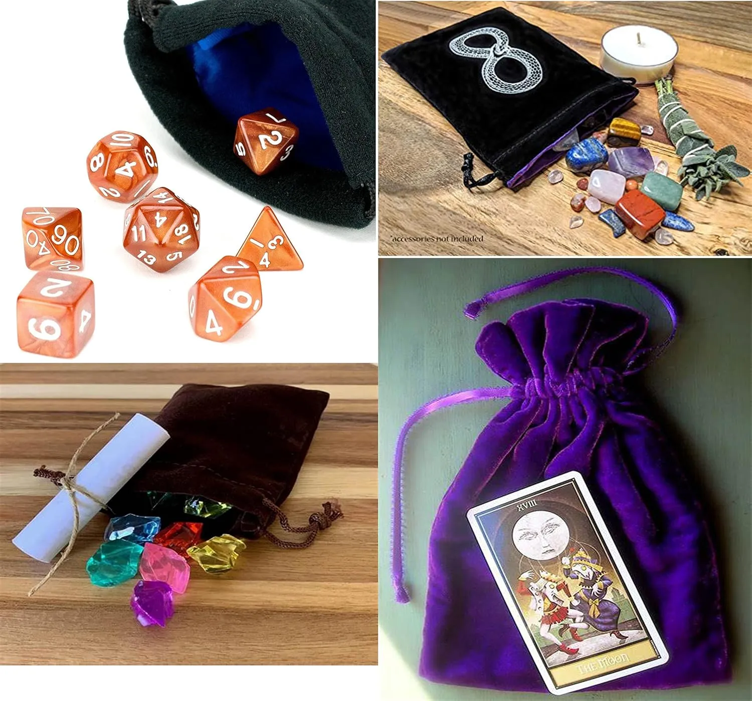 SANSAM Large Velvet Gift Bags with Drawstring, 10pcs 8.0x10.0 Inch Purple Drawstring Velvet Cloth Jewelry Pouches,Tarot Rune Bags