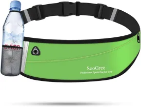 Slim Running Belt Fanny Packs for Women Men,Water Bottle Holder Hydration Fanny Pouch,Waterproof Sport Waist Pack with Reflective Strip,Runner Belt Bag for Running Cycling Camping Gym (Green)