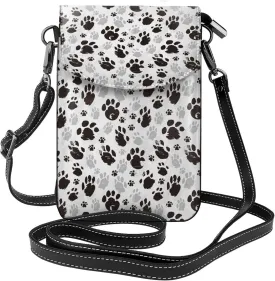 Traces of Animals Print Small Crossbody Bags for Women Leather Cell Phone Purses Mini Leather Shoulder Handbag Adjustable Strap