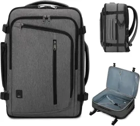 WANDF Expandable 17 Inch Laptop Travel Backpack For Spirit Airlines Personal Item Bag 18x14x8 with Wet Pocket for Men Women (Grayish Lead)