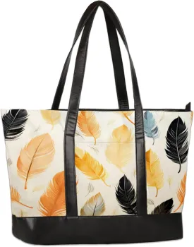 Women Tote Bag with Zipper, Shopper Handbag Travel Purse, PU Leather Laptop Tote Bags